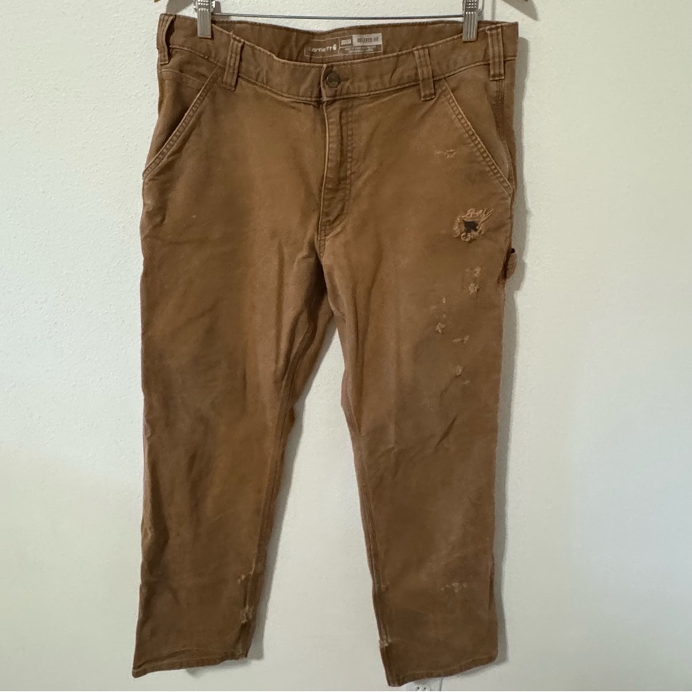 Carhartt Relaxed Rugged Flex Utility Dungaree Duck Canvas Work Pant Brown-36x30